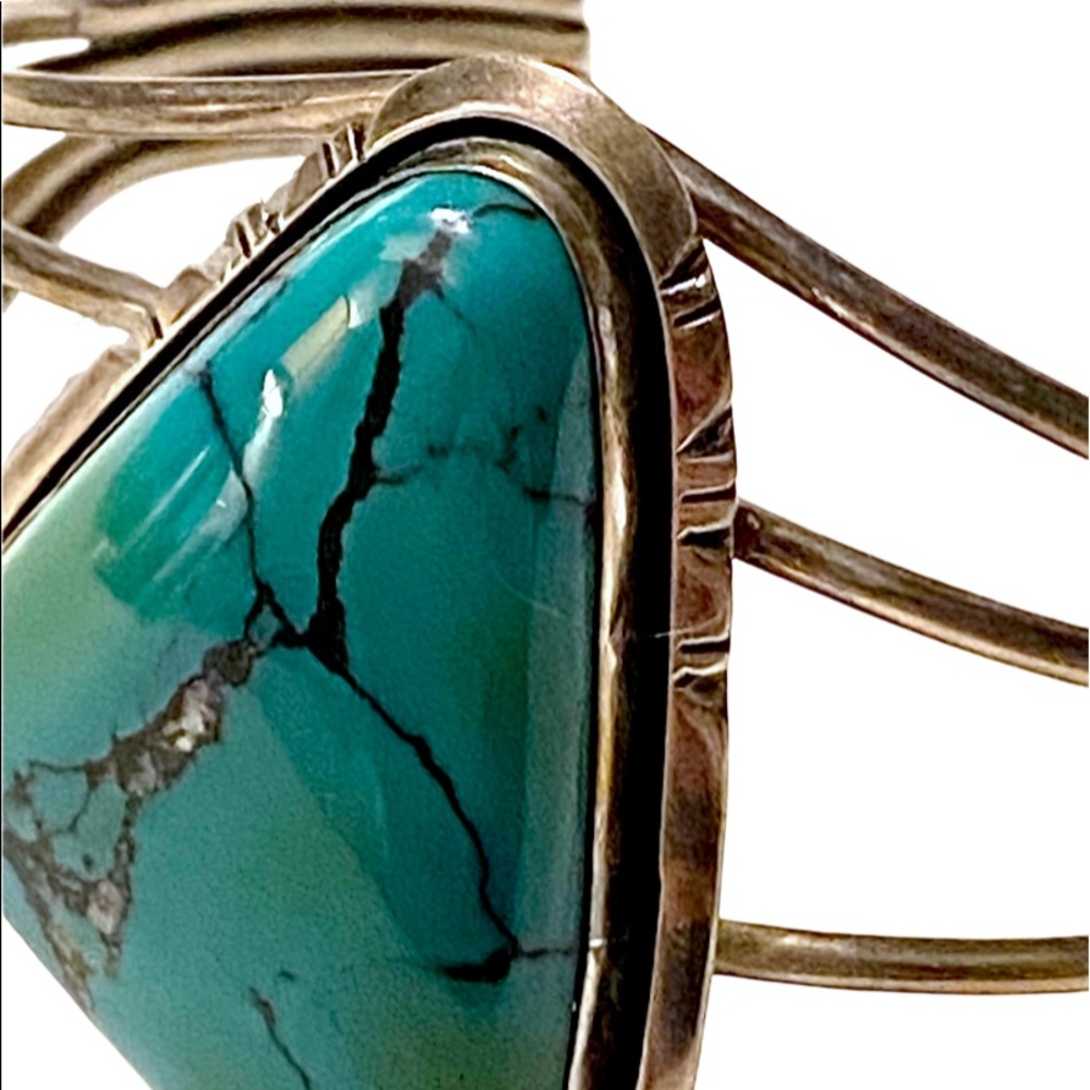 Large Turquoise Cuff Bracelet Native American - image 3